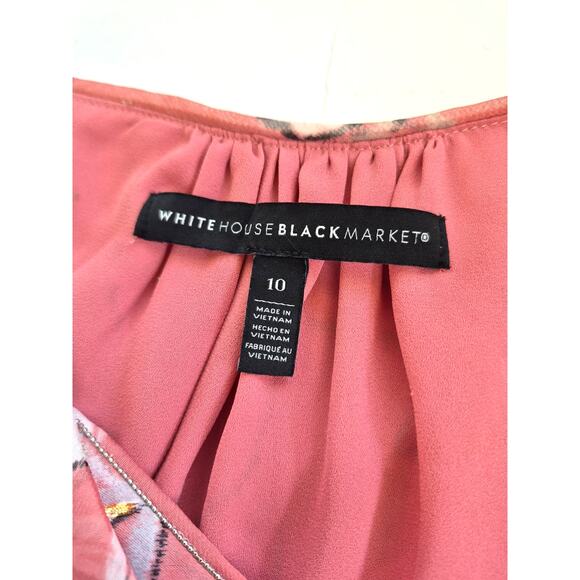 White House Black Market Coral Floral Blouse - Picture 4 of 8